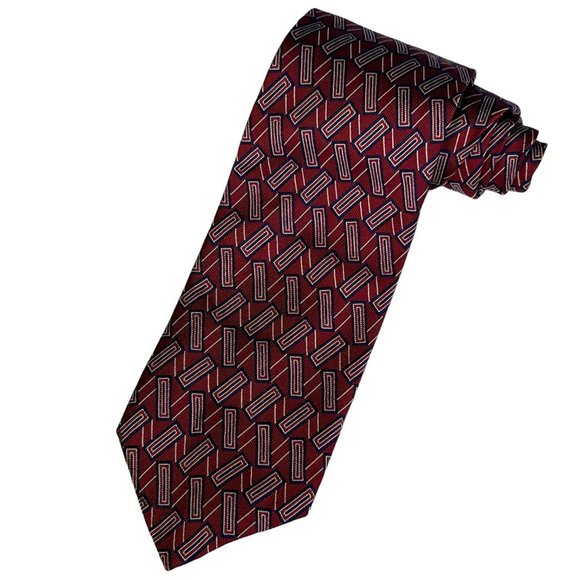 FR Ferrell Reed Burgundy 100% Silk Mens Tie 3.75"x58" Classic Designer‎ Necktie - Picture 1 of 10